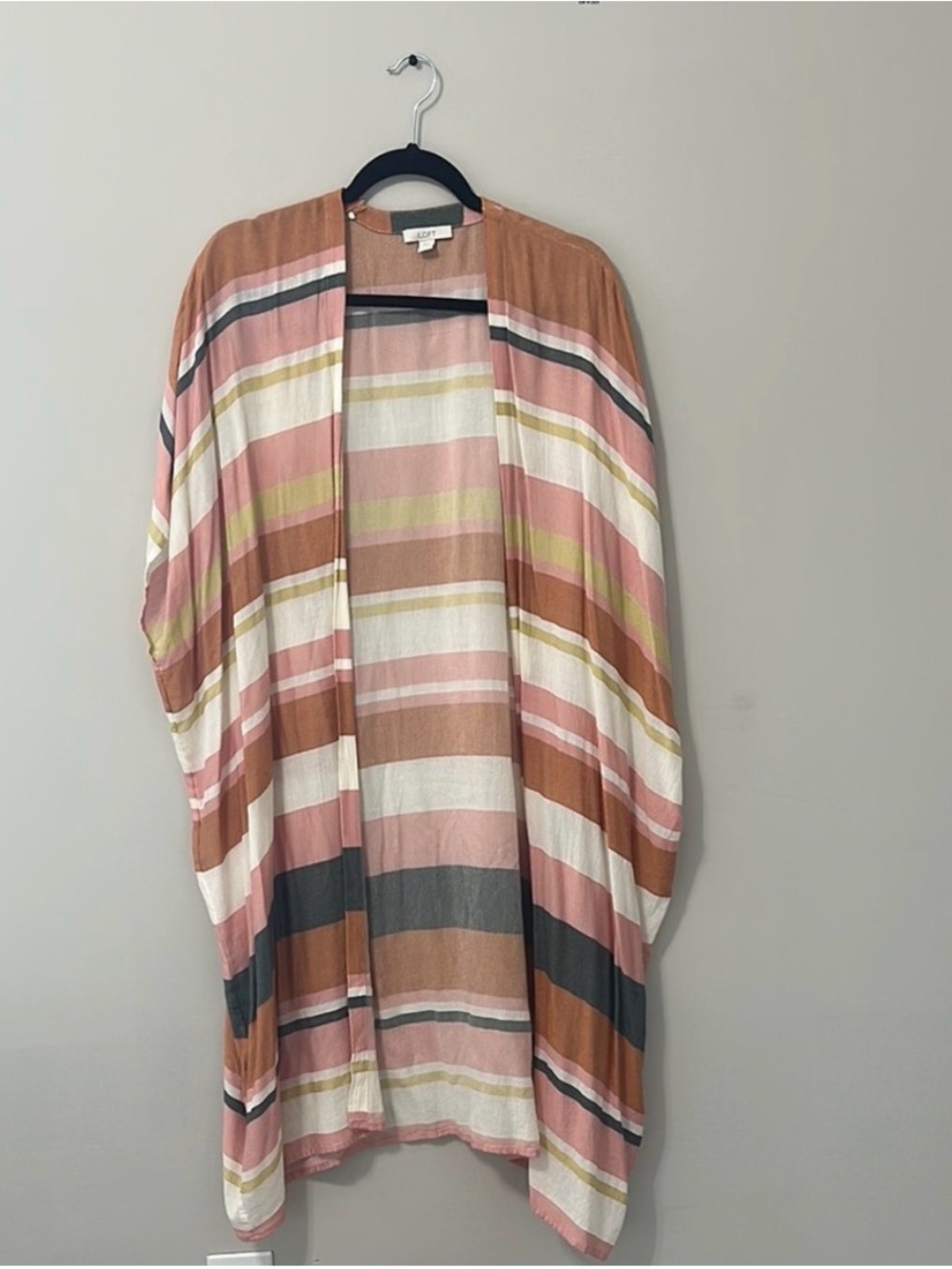 LOFT pink striped kimono duster cardigan